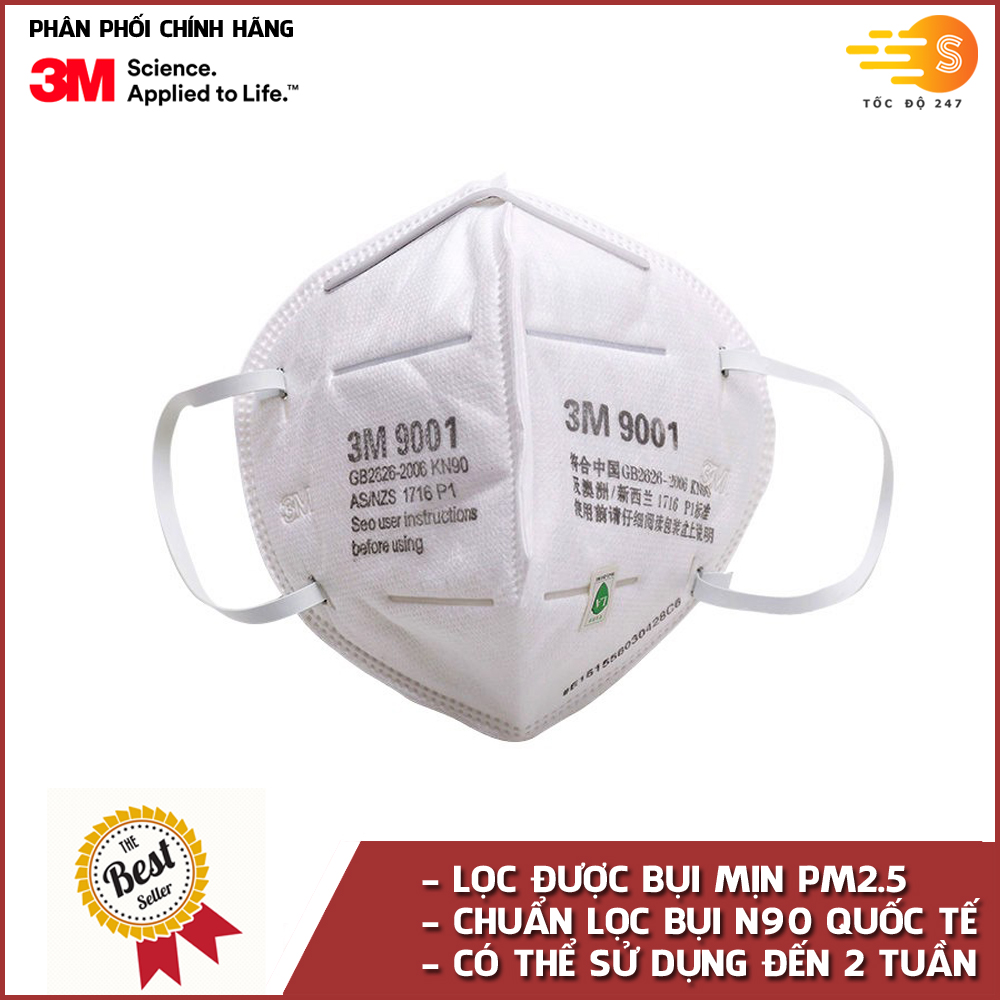 Bộ 10 cái Khẩu trang chống bụi và kháng khuẩn đạt chuẩn KN90 3M 9001A