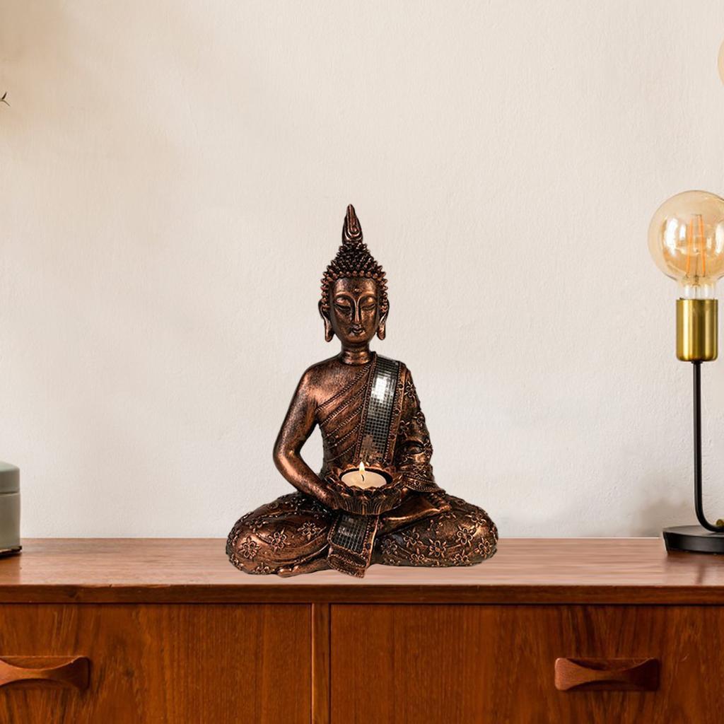 Buddha Statue Tea Light Candle Holder Home Decor Gift