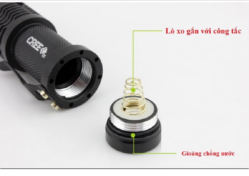 Đèn pin mini Cree Q5 ( đã có pin và sạc ) - Tặng kèm móc khóa tô vít