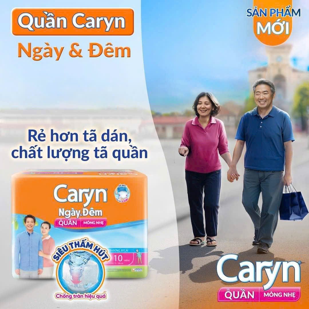 Tã bỉm QUẦN Caryn tiết kiệm ngày và đêm size M18/L18/XL18 miếng