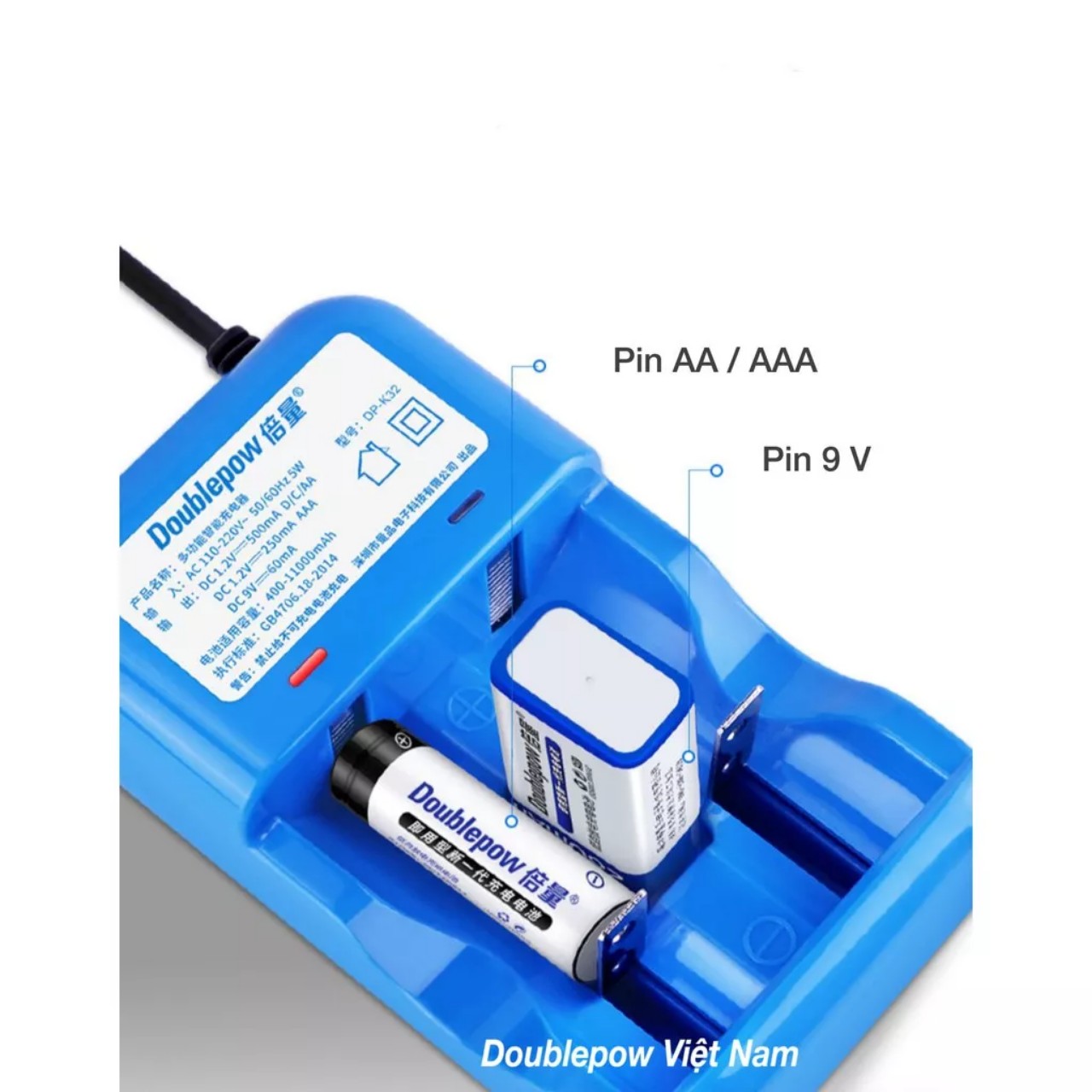 Bộ sạc pin Doublepow đa năng tự ngắt khi đầy hàng cao cấp có đèn báo