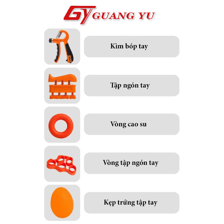 Combo 5 món dụng cụ tập tay kìm đếm số tự động, bộ tập gym hiệu quả GUANG YU