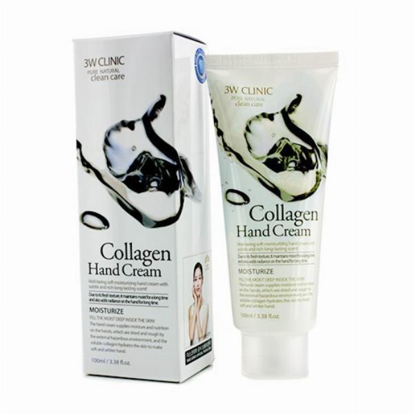 Kem dưỡng da tay Collagen Hàn Quốc cao cấp 3W Clinic Collagen Hand Cream (100ml) – Tặng 1 mặt nạ Jant Blanc