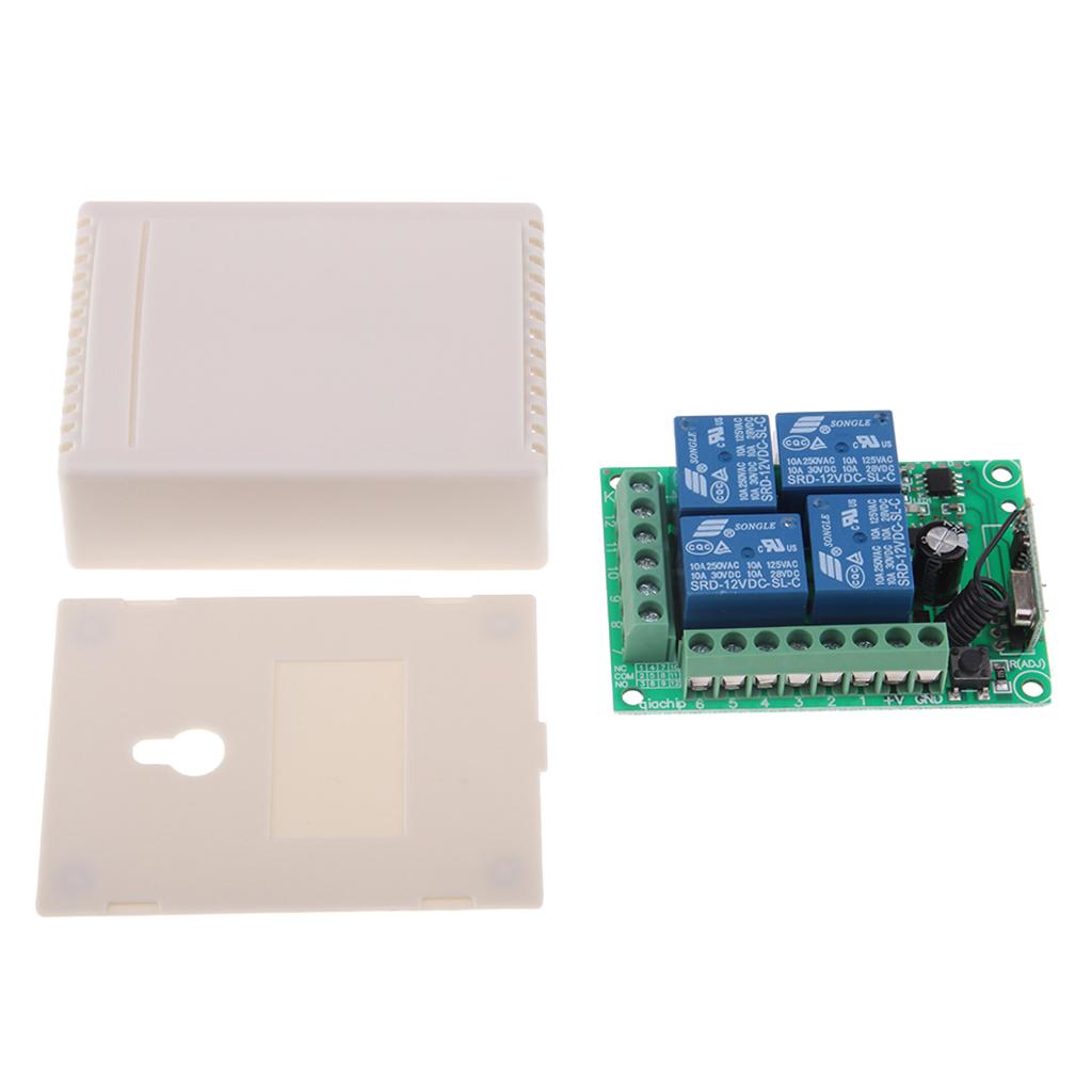 433MHz DC 12V 4 Channel Wireless RF 4 Relay Remote Control Switch Receiver