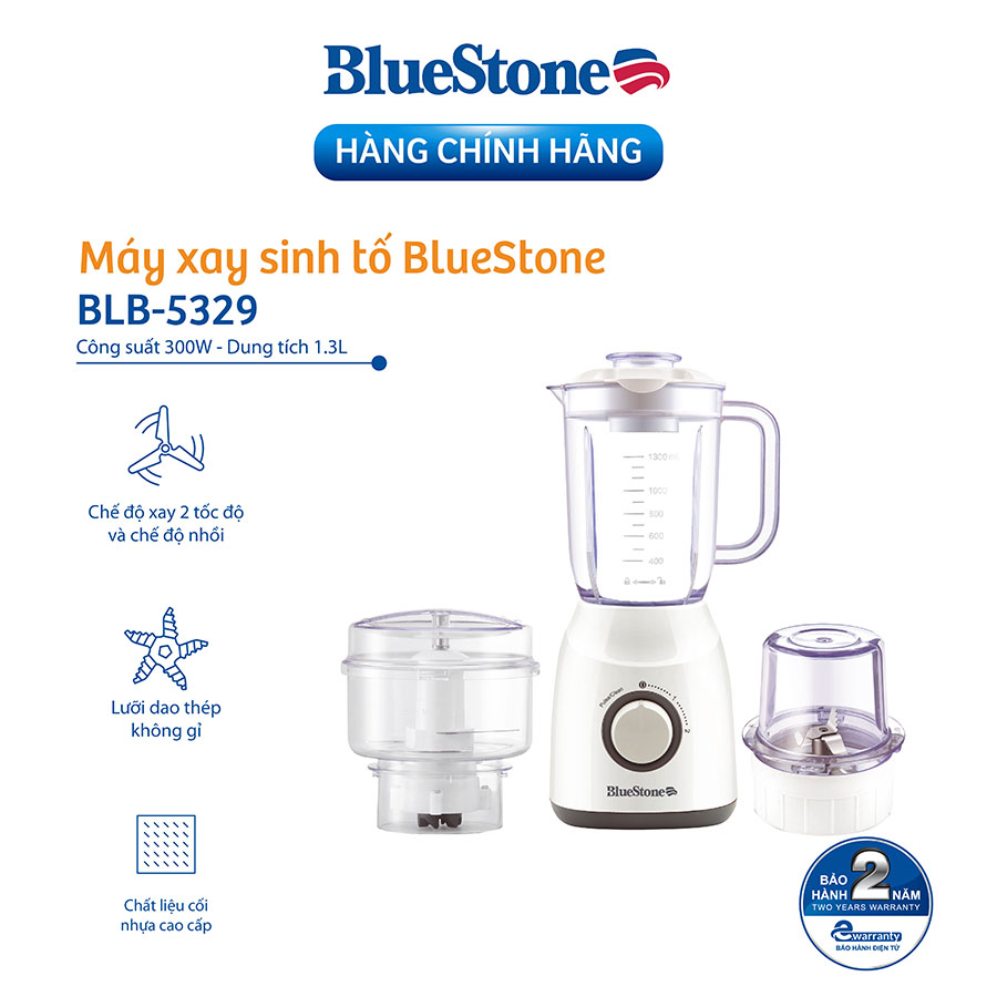 Máy Xay Sinh Tố Bluestone BLB-5329 (300W) - Kèm 3 Cối Đa Dụng - Hàng Chính Hãng