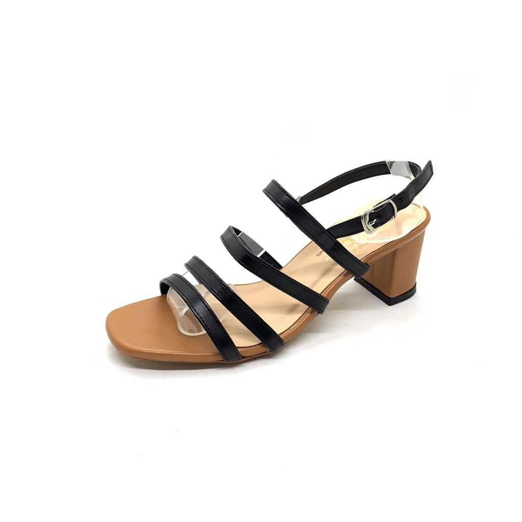 Giày cao gót sandal 5cm 3 dây đen __Lz148