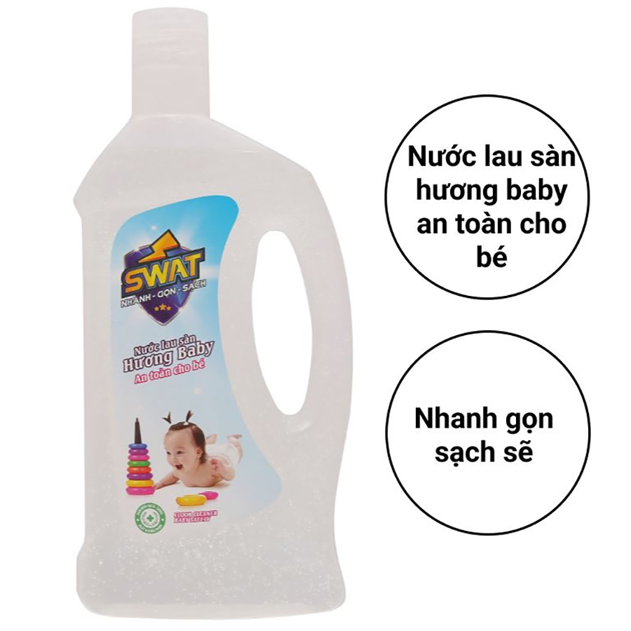 Nước Lau Sàn SWAT Baby An Toàn Cho Bé Chai 1L Tiện Lợi