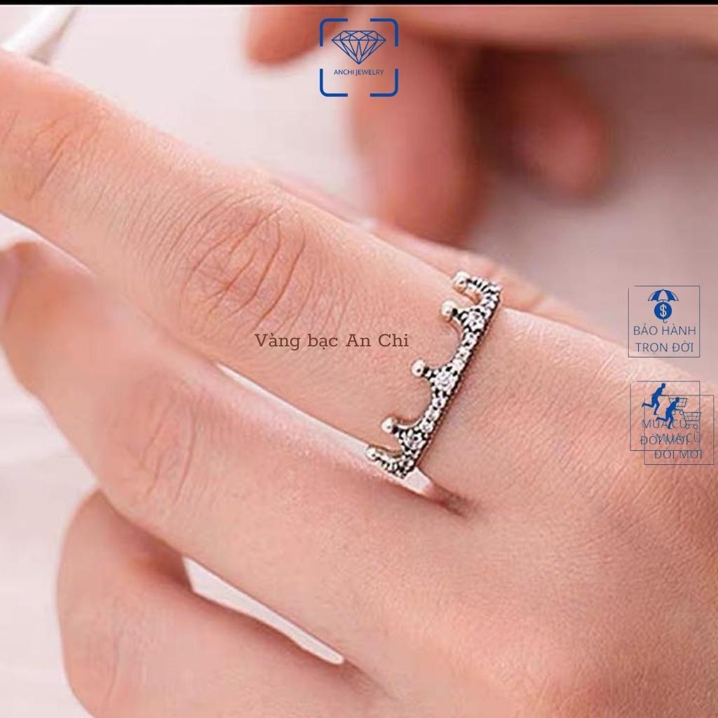 Nhẫn bạc vương miện nữ đính full đá nhỏ, Anchi jewelry