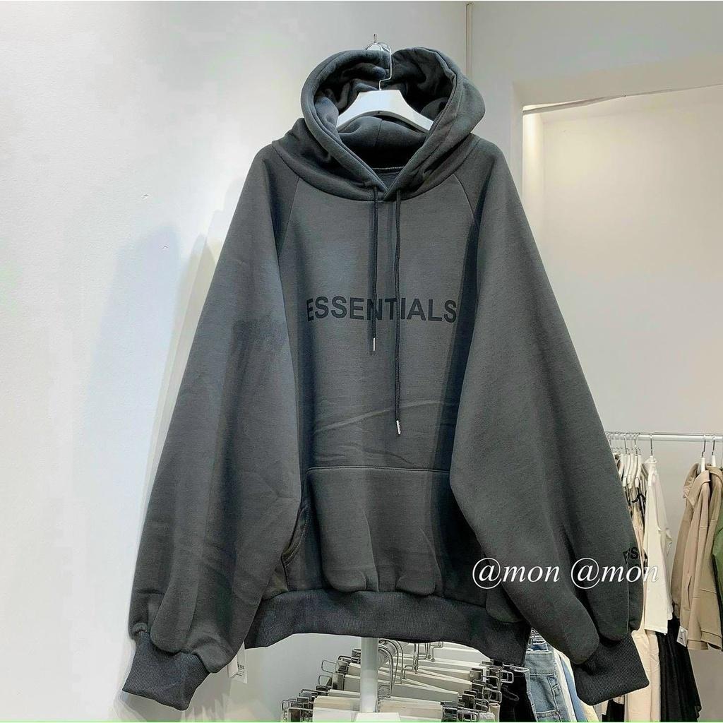 Áo Khoác Hoodie ESSENTIA Dáng Rộng Vải Nỉ PE Phối Nón Giữ Nhiệt Phong Cách Thời Trang Hot Trend Mới