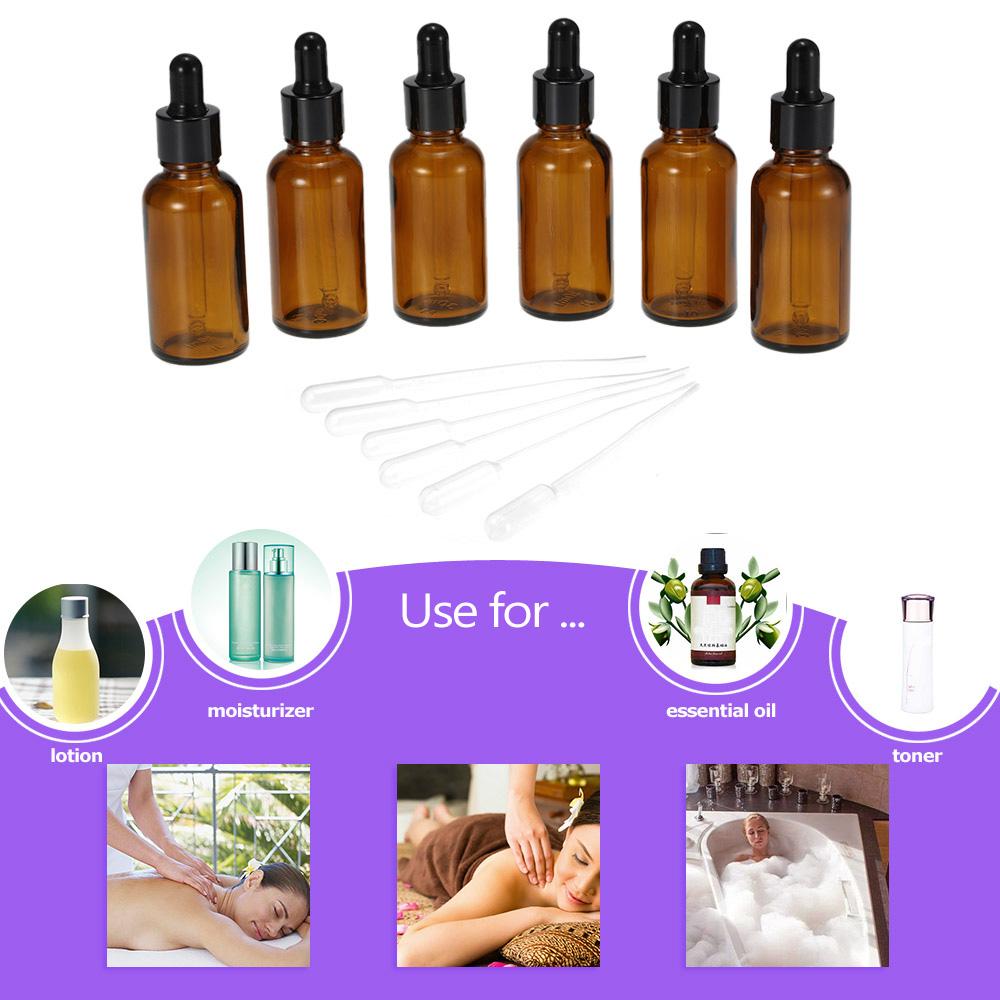 6 chai thủy tinh màu tawny có đầu bóp đựng tinh dầu 30ml,