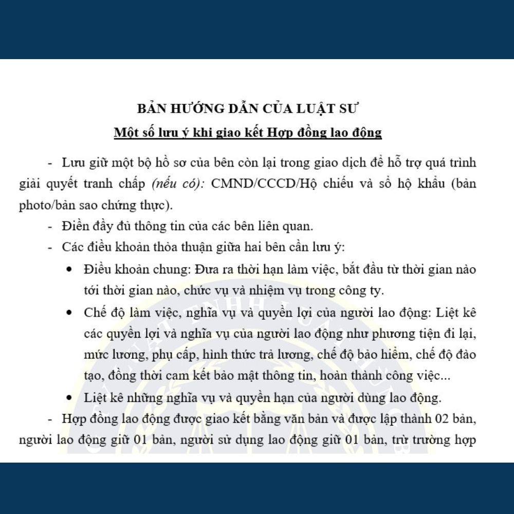 Mẫu hợp đồng lao động đúng chuẩn quy định pháp luật + Bản hướng dẫn của luật sư