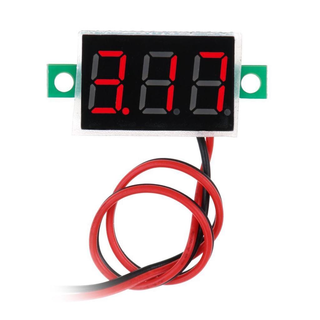 DC 4.8-30V 2 Dây Màn Hình LED Màu Đỏ Hiển Thị Kỹ Thuật Số Điện Áp Vôn Kế Bảng Điều Khiển Xe Ô Tô Xe Máy