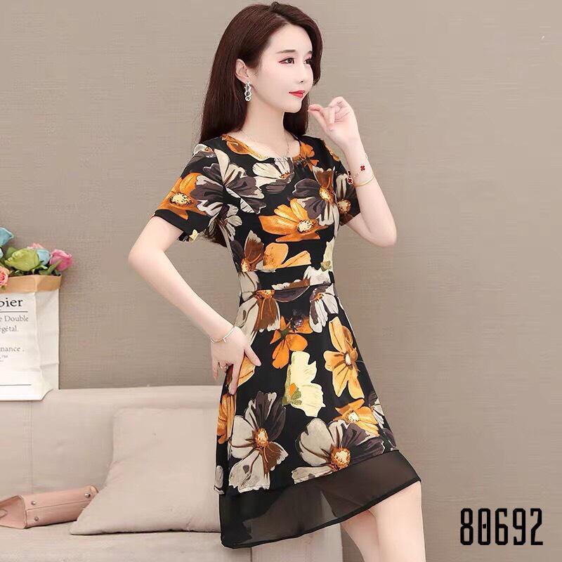 ĐẦM XÒE SIÊU SANG TAY NGẮN HỌA TIẾT HOA CỰC ĐẸP