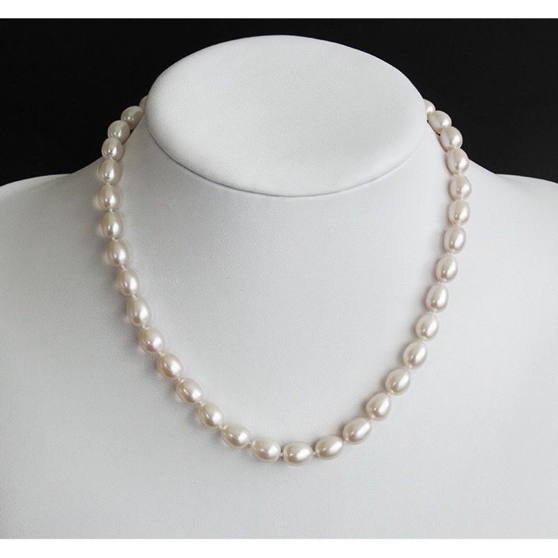 Vòng Cổ Hạt Gạo Màu Trắng Size 8 - 9 Ly Độ Sáng 5A Thanh Lịch - Trường Thịnh Ngọc Trai
