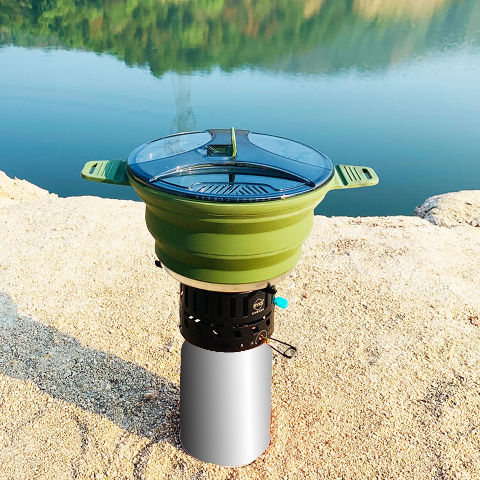 2.5L Collapsible Camping Cooking Pot Outdoor Cookware Water Kettle Teapot