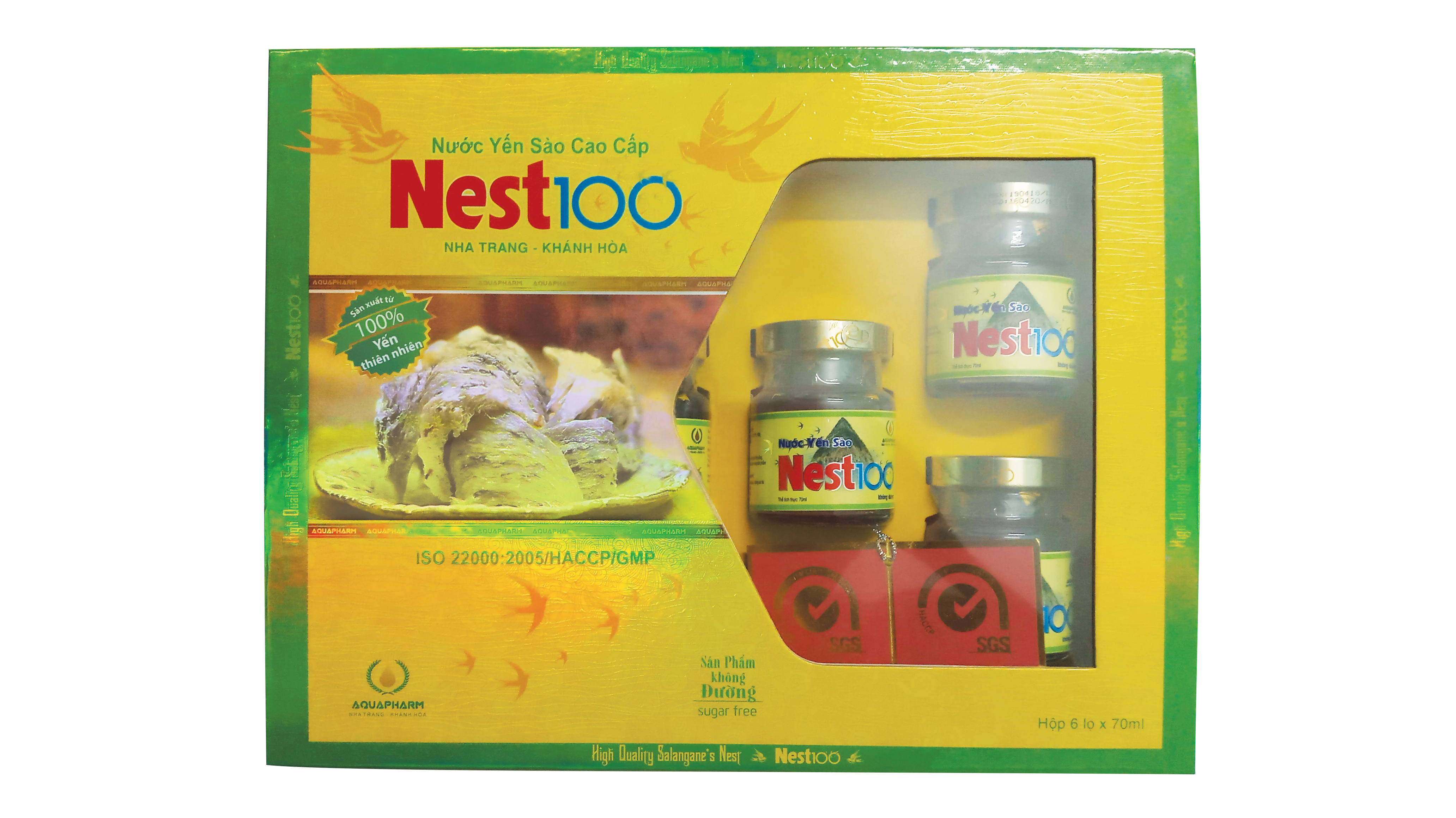 Hộp Yến Sào Nest100 Không Đường – ( 6 Lọ / Hộp) dung tích 70ml/Lọ , Dùng Được Cho Người Ăn Kiêng Và Tiểu Đường