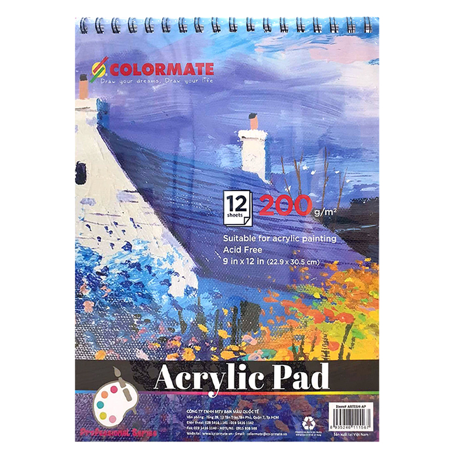 Tập Giấy Vẽ A4 Acrylic Pad Colormate ARTIST-AP (12 Tờ)