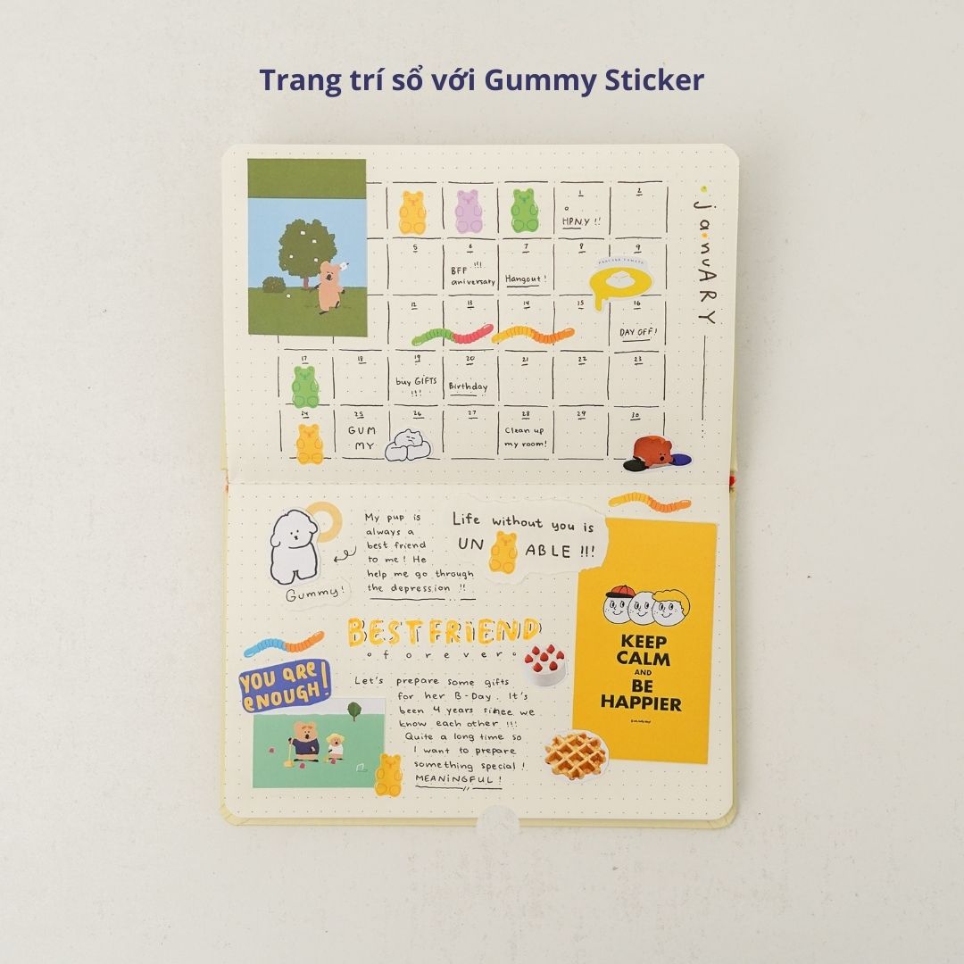 Sổ tay bỏ túi Crabit ruột dotgrid, 100gsm, 120 trang - Gummy Bear
