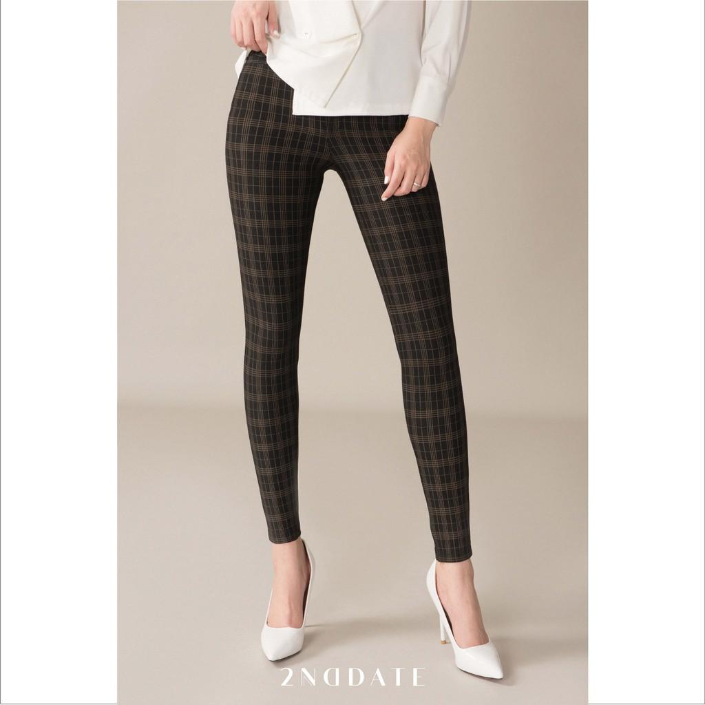 Quần legging nữ co giãn họa tiết kẻ 2NDDATE TR008MBC