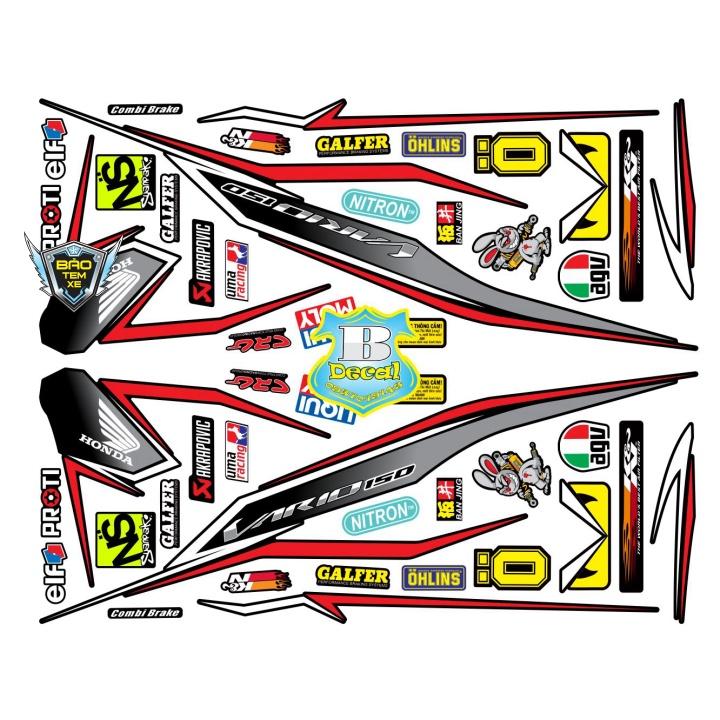 Tem rời dán xe vario 150 25139 đỏ đen - Bi Decal
