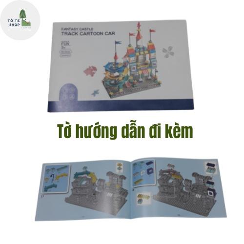 Đồ chơi lắp ráp lâu đài cầu trượt có ô tô siêu đẹp, siêu hấp dẫn với 209 pcs dành cho các bé
