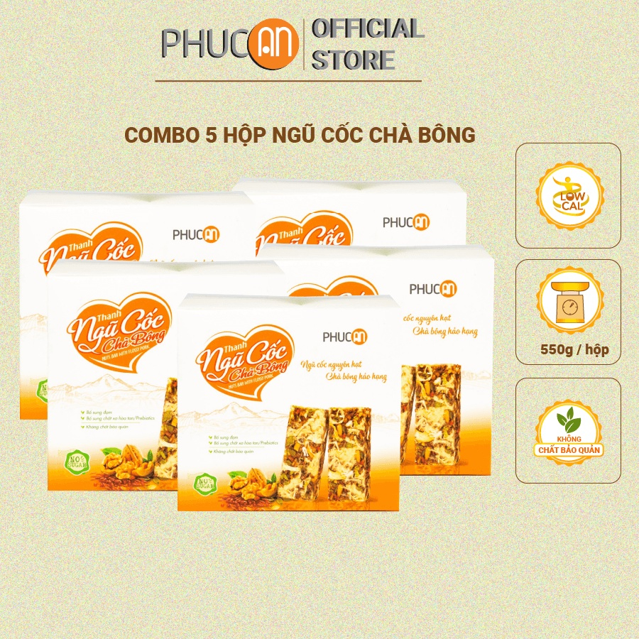 Combo 5 hộp thanh năng lượng ngũ cốc chà bông Phúc An - Thay thế bữa an nhẹ