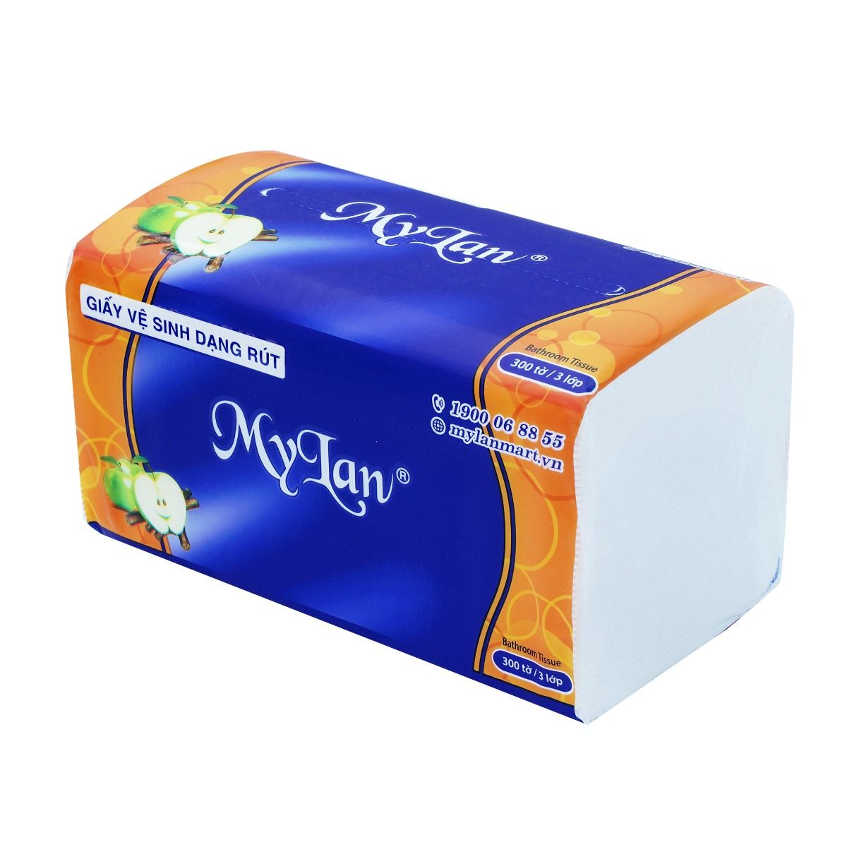 Khăn giấy rút cao cấp Mylan, rút quả táo, 400 tờ/gói, 20 gói/thùng