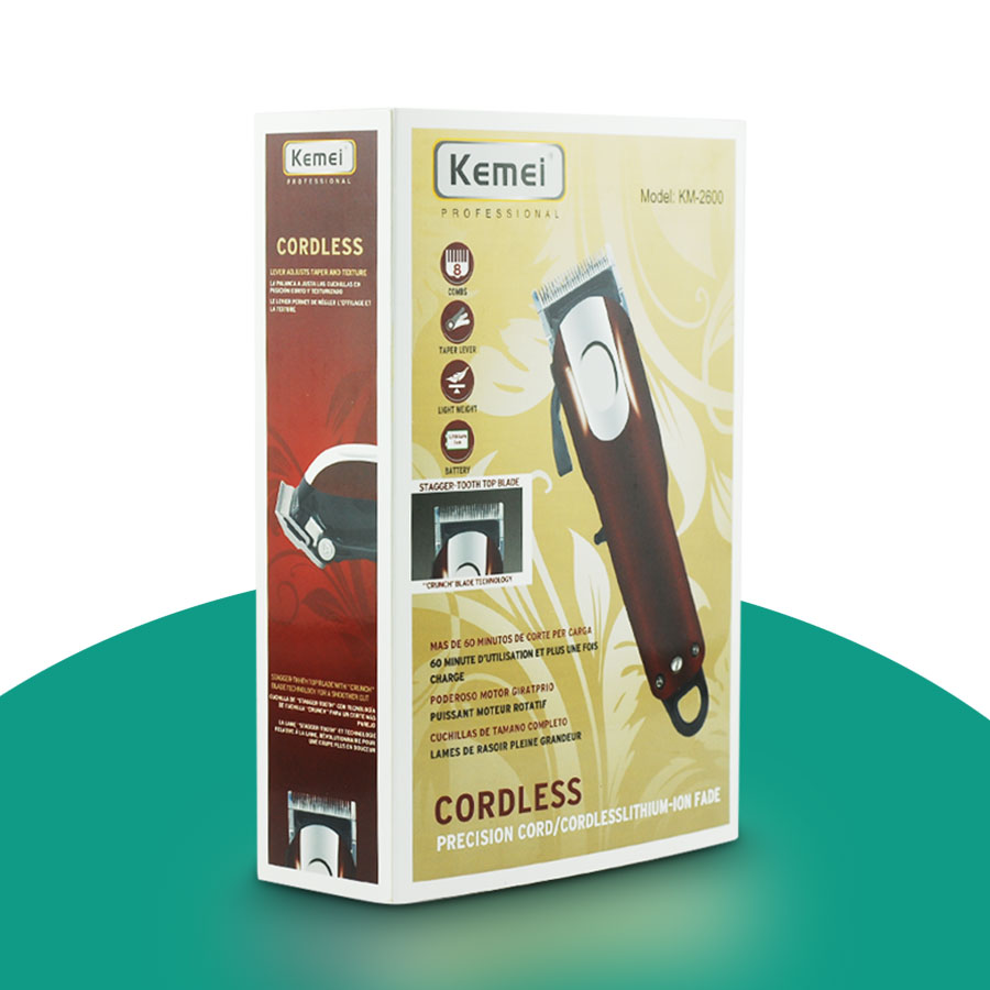 Tông đơ cắt tóc chuyên nghiệp KEMEI KM-2600 chuyên dụng cắt tóc trẻ em và người lớn điều chỉnh độ dài lưỡi dùng cạo trọc đầu tattoo tóc thích hợp sử dụng salon tiệm tóc và gia đình