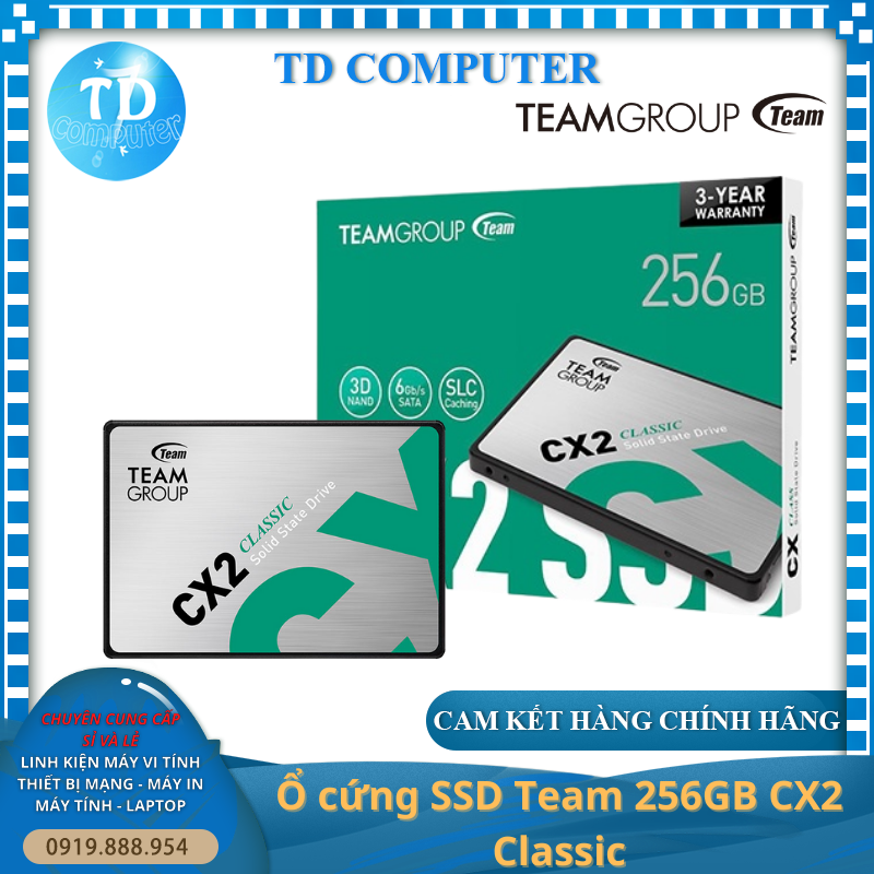Ô cứng SSD Team 256GB CX2 Sata III 2.5inch - Hàng chính hãng Viễn Sơn phân phối