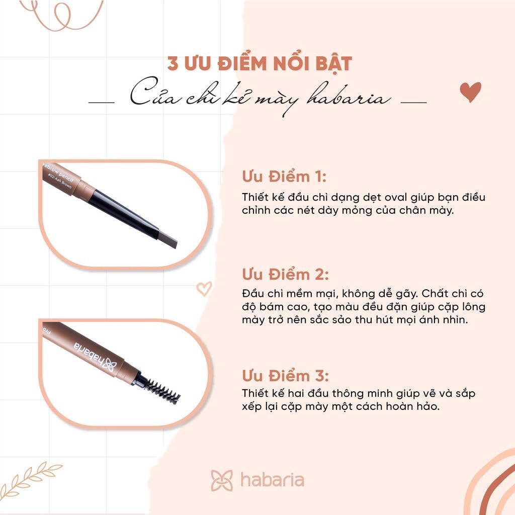 Chì kẻ mày 2 đầu Habaria Pro Eyebrow Pencil