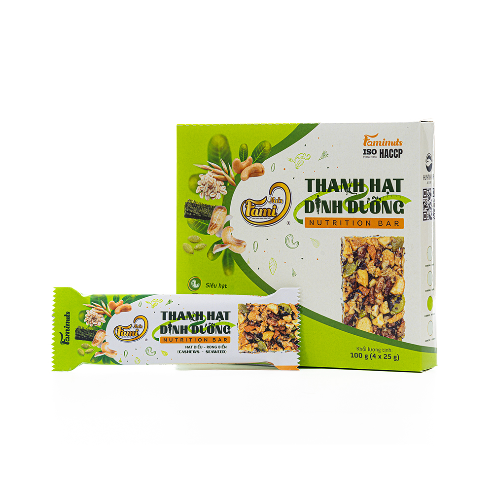 Thanh Hạt Dinh Dưỡng Vị Hạt Điều & Rong Biển Faminuts - Thanh Ngũ Cốc Ăn Kiêng Giảm Cân