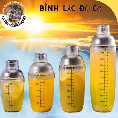 Bình Lắc vạch đen,Shaker pha chế nhựa chia vạch đen 500ml - 700ml - 1000ml