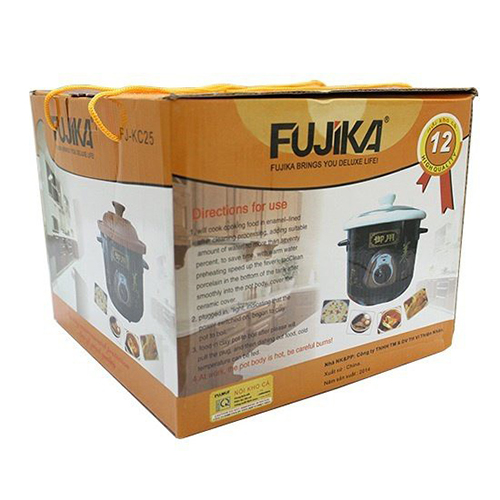 Nồi Kho Cá Thịt Nấu Cháo Fujika FJ-KC25-DO Dung Tích 2.5L  Lòng Nồi Bằng Gốm Sứ - Màu đỏ - Hàng Chính Hãng