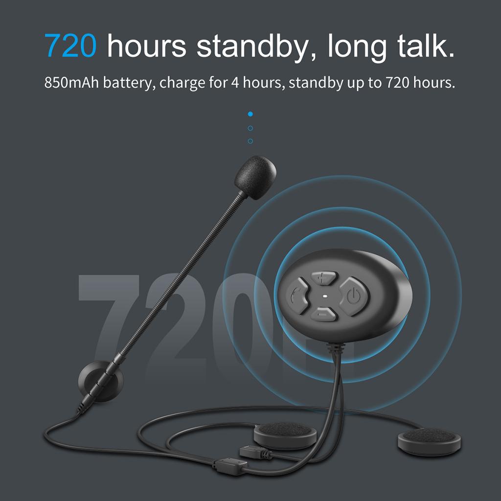 DK12 Motorcycle Helmet Headset Intercom Speaker Headphone w/Mic Bluetooth 5.0