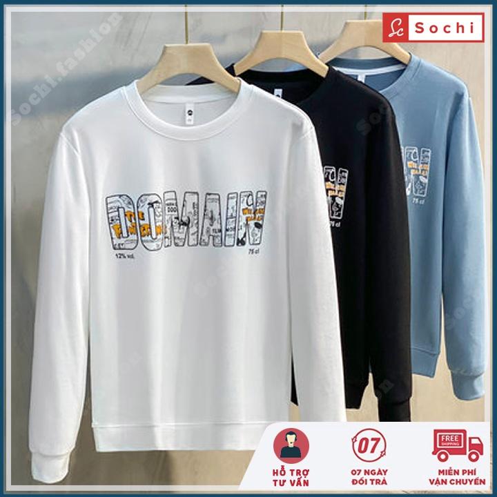 Áo nỉ nam dài tay, áo sweater unisex cổ tròn nỉ mềm mịn bó sát in COMAIN mã SW6.15