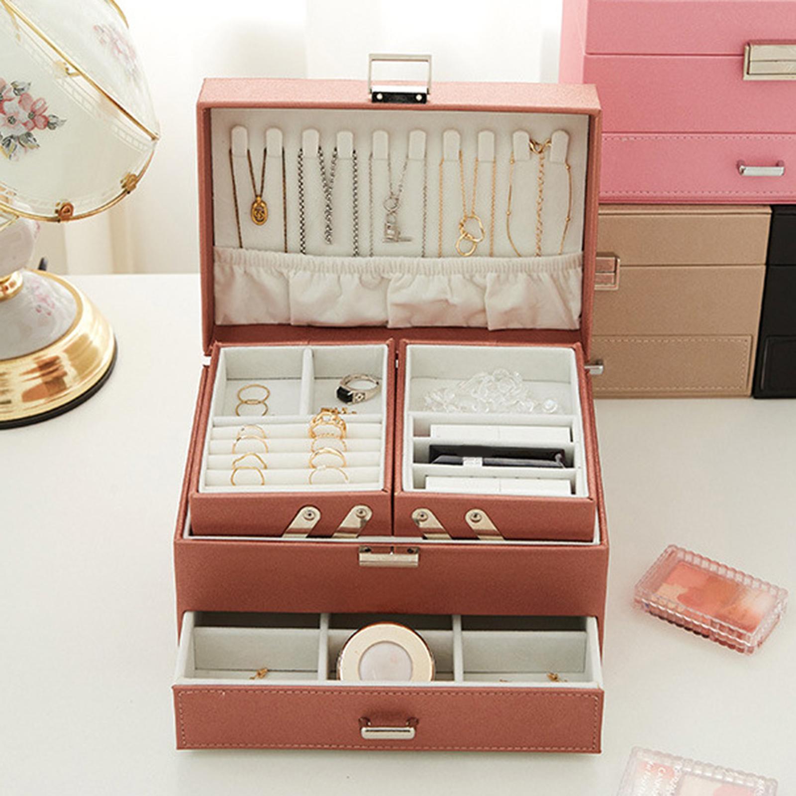 Jewelry Box Jewelry Case with Drawers Earrings Bracelets Rings Large Storage Capacity Necklace Organizer Jewelry Organizer for Women Girls