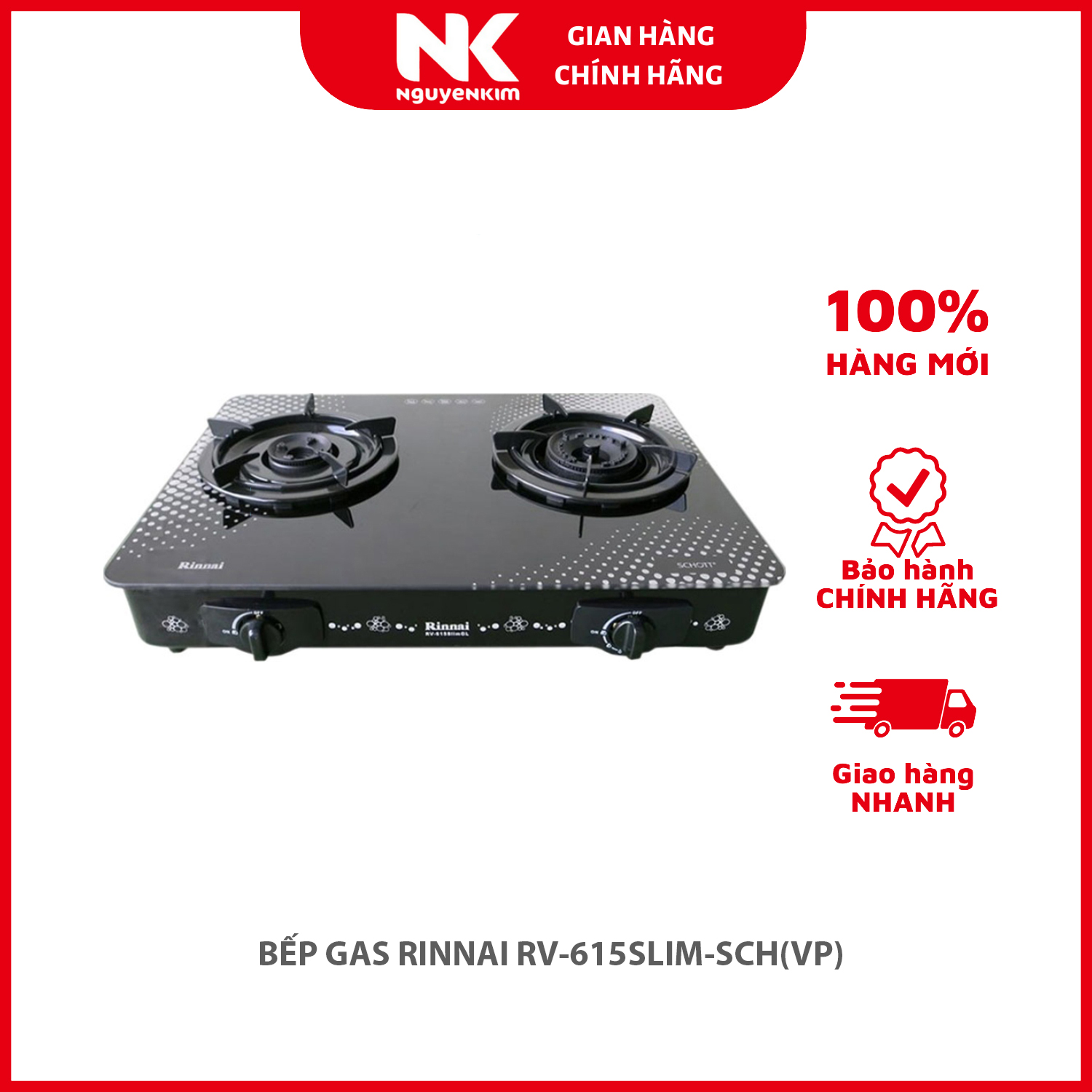 BẾP GAS RINNAI RV-615SLIM-SCH(VP) - Hàng chính hãng