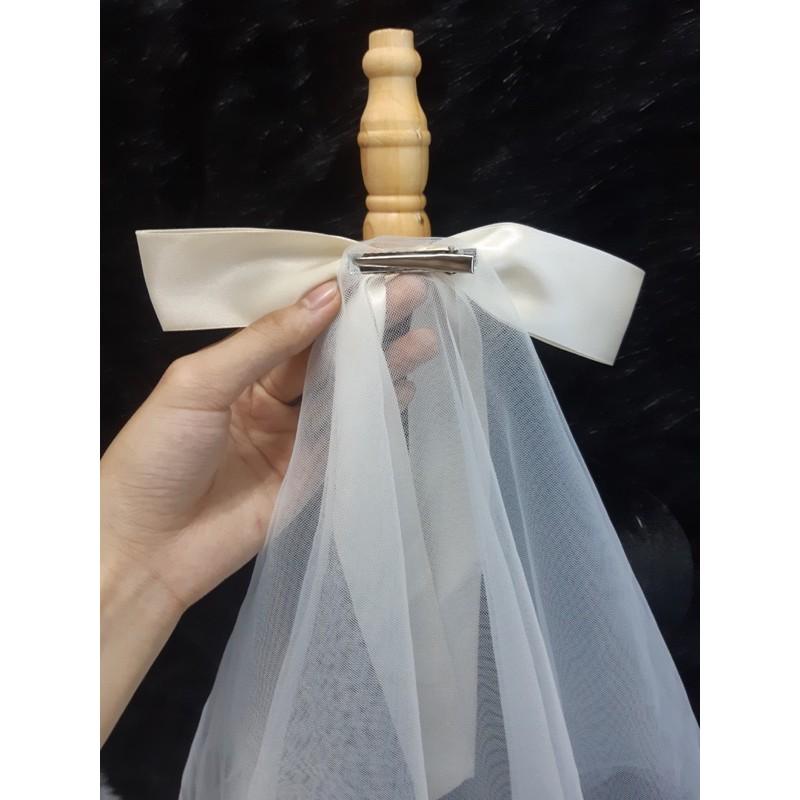 Voan cài tóc đính nơ dài cho bé chiều dài 40 cm giangpkc