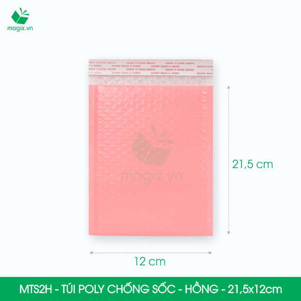 MTS2H - 21.5x12cm - COMBO 100 TÚI GÓI HÀNG CHỐNG SỐC BỌC BÓNG KHÍ MÀU HỒNG PASTEL