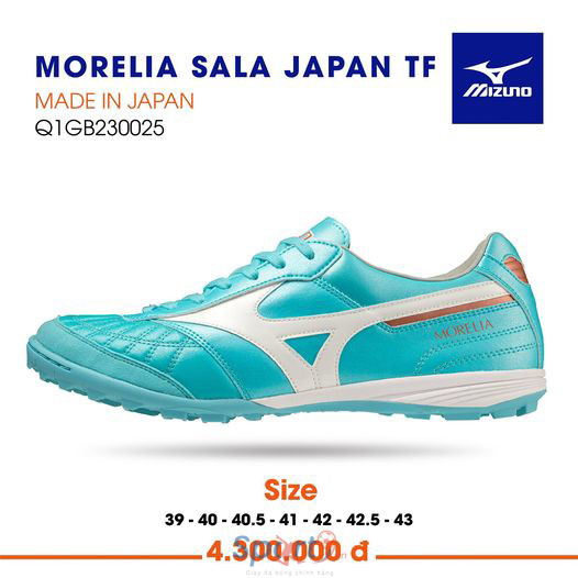 Giày Đá Bóng Mizuno Morelia Sala Japan TF - Q1GB230025 - Xanh Ngọc