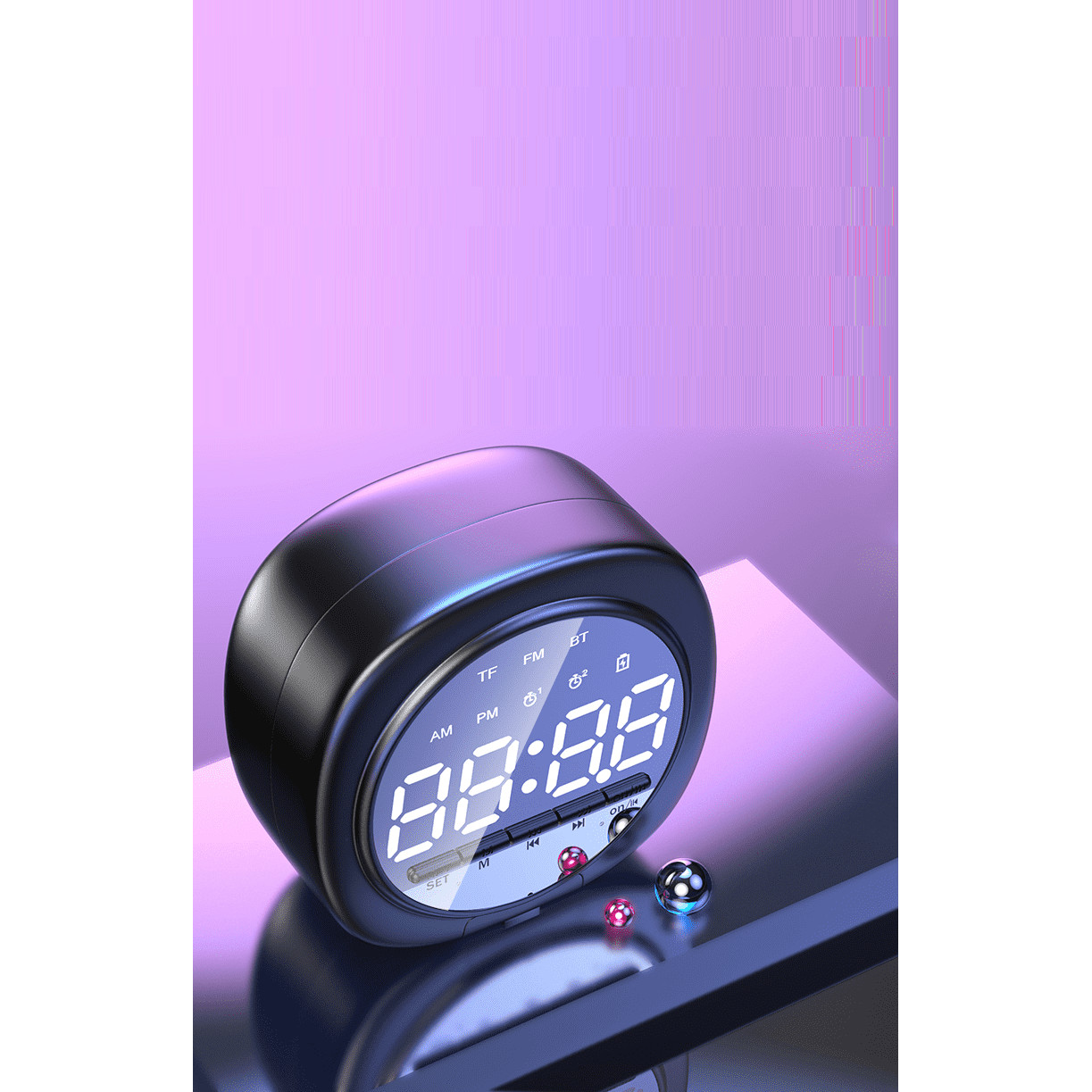 Đồng hồ loa Q12 Bluetooth đa năng mặt gương Phát nhạc - Đài FM - Báo Thức HN (Giao màu nhẫu nhiên)
