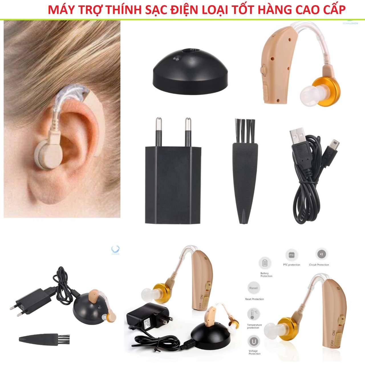 Máy Tai nghe trợ thính không dây có sạc điện mẫu mới siêu êm âm thanh to rõ loại tốt hàng cao câp