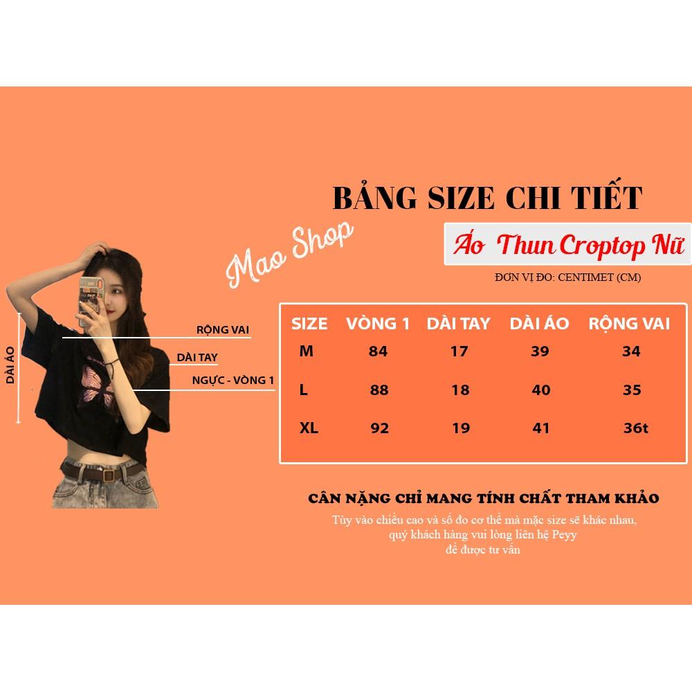 Áo thun croptop nữ form rộng tay ngắn ulzzang in hình Bướm trẻ trung phong cách Hàn Quốc C15 - Maoshop