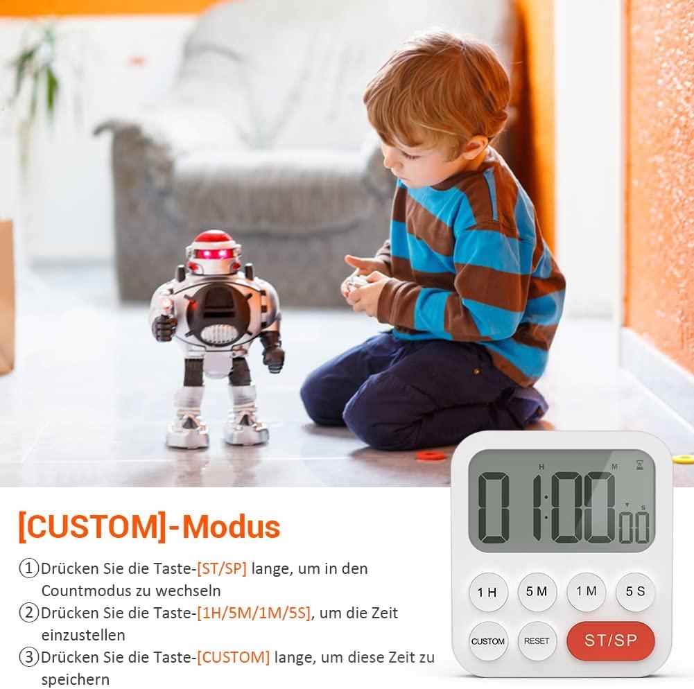 Bộ đếm thời gian đồng hồ từ tính của bộ đồng hồ bấm giờ từ tính với đồng hồ, nam châm, thể tích 3 giai đoạn, màn hình LCD để nấu ăn, thể thao, học tập