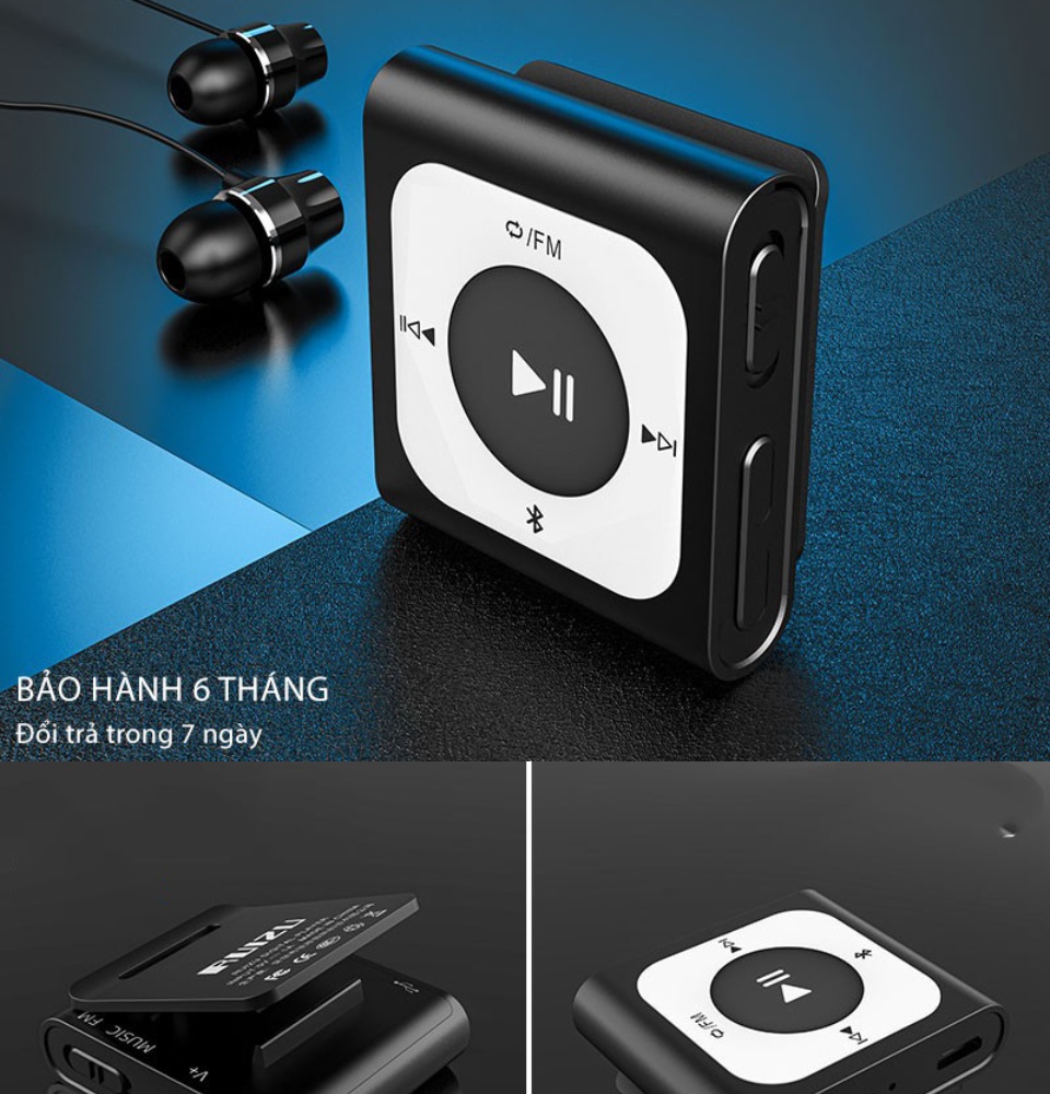 Ruizu X66 - Máy nghe nhạc Bluetooth 5.0, Bộ nhớ trong 32Gb, Hỗ trợ đa định dạng MP3 WMA OGG APE, Nghe đài FM, Kết nối OTG, Pin 500mAh, Kết nối nhanh chóng, Siêu nhỏ gọn, Siêu tiện lợi, Âm thanh đỉnh cao, Dễ dàng sử dụng - Hàng Nhập Khẩu