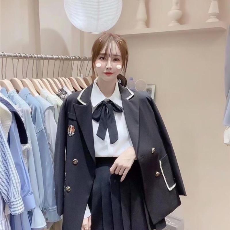 Set Đồ Áo Khoác Blazer Nữ +Chân Váy Xoè Phong Cách Hàn Quốc Mẫu Mới Đẹp Mã RB0115