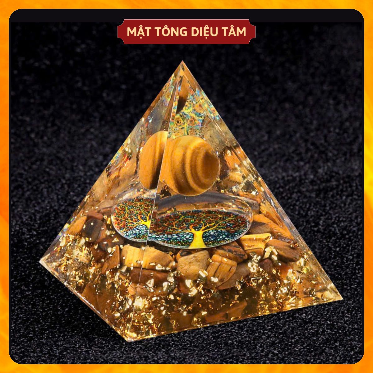 Kim Tự Tháp Thạch Anh Luân Xa Pha Lê Chakra Resin Tự Nhiên Trang Trí Phòng Thiền phong thủy thu năng lượng tốt Orgonite quà tặng