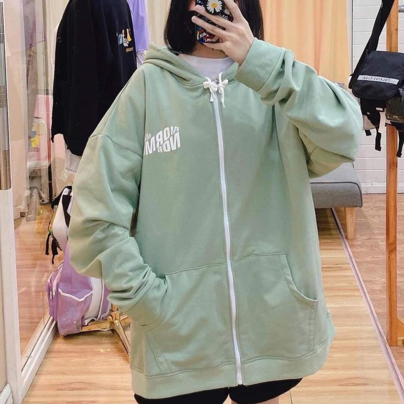 Áo Khoác Hoodie Chống Rét dành cho nam cho nữ in hình Normos, Form Rộng có dAây kéo có 2 Màu Kiểu Unisex