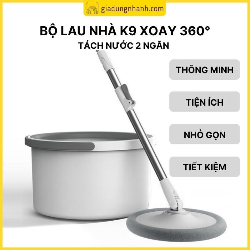 Bộ Cây Lau Nhà Thông Minh, Bộ Cây Lau Nhà Tự Vắt Xoay 360 Độ Kèm Thùng Tự Vắt Cao Cấp