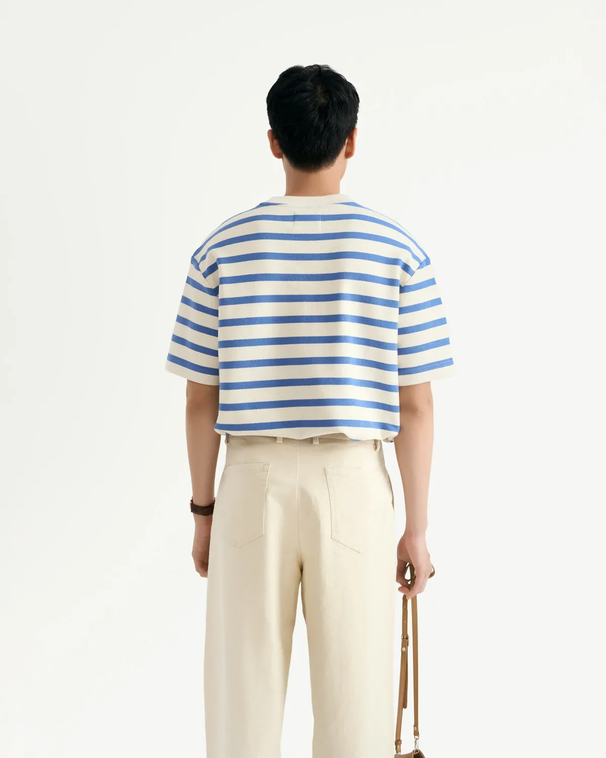 Áo thun nam tay ngắn sọc ngang lớn jacquard Form loose - RT 10S25TSS050 | ROUTINE CÀ MAU